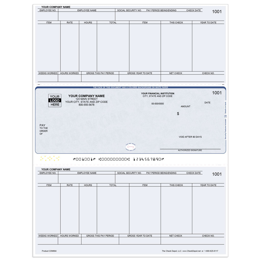 Sage 50 (Peachtree) Payroll Checks, Middle Format - Check Depot