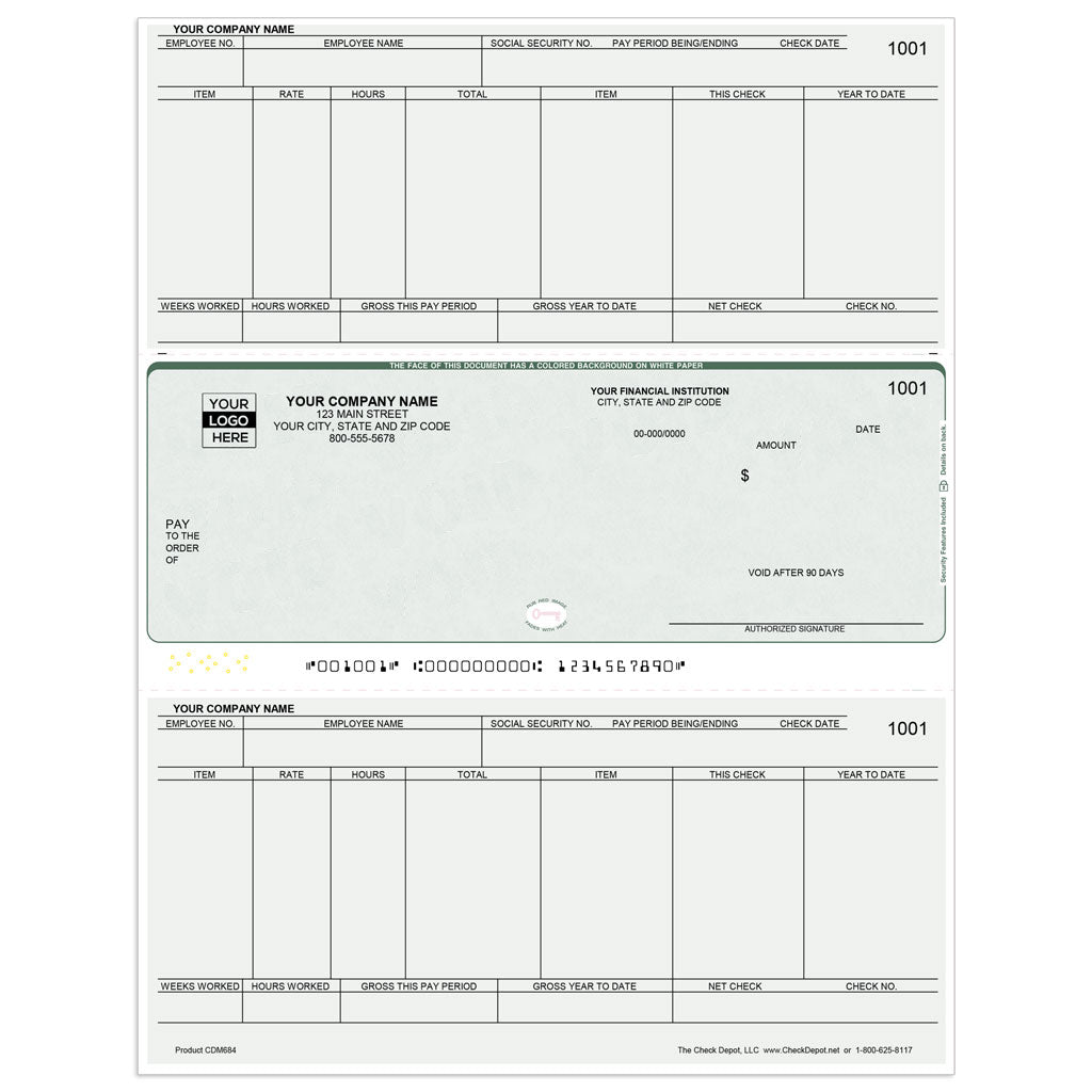 Sage 50 (Peachtree) Payroll Checks, Middle Format - Check Depot