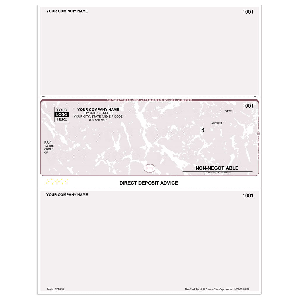 Sage 50 (Peachtree) Direct Deposit Slips, Middle Format - Check Depot