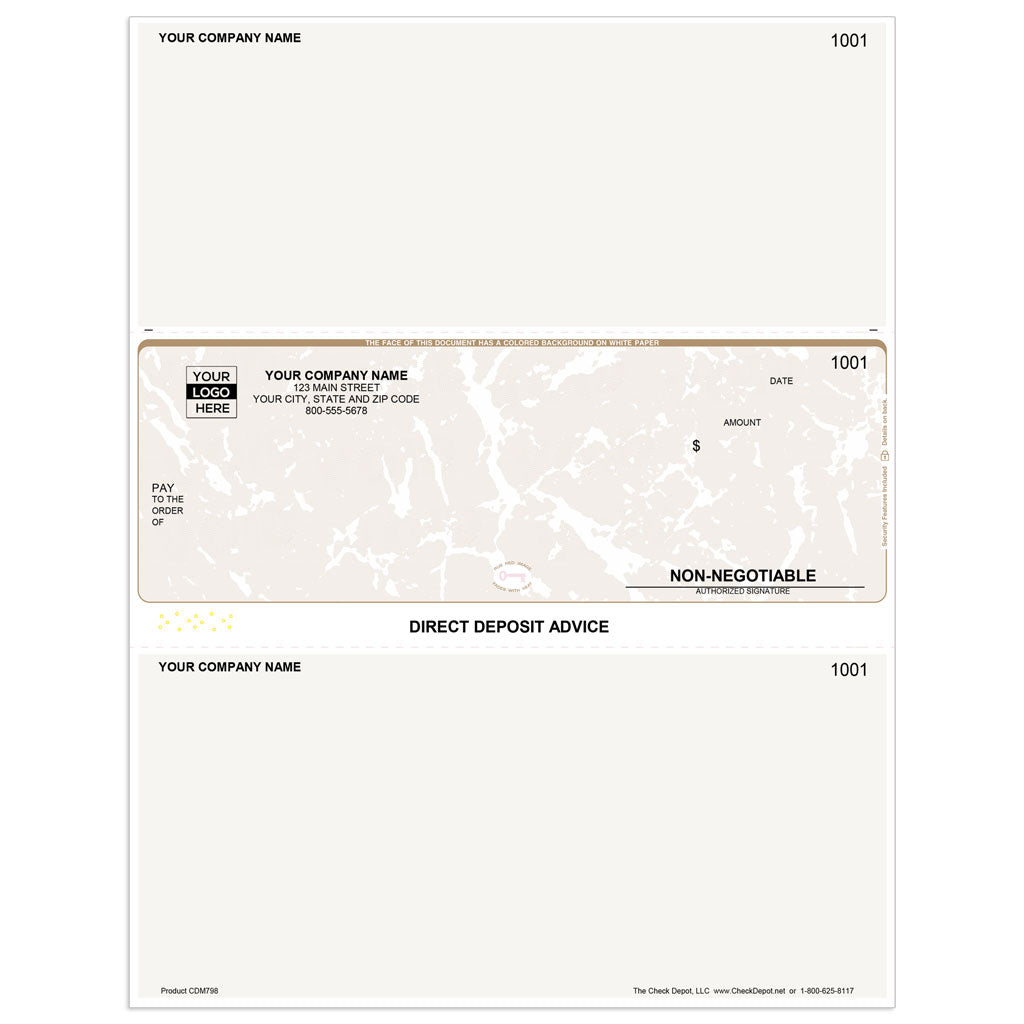 Sage 50 (Peachtree) Direct Deposit Slips, Middle Format - Check Depot