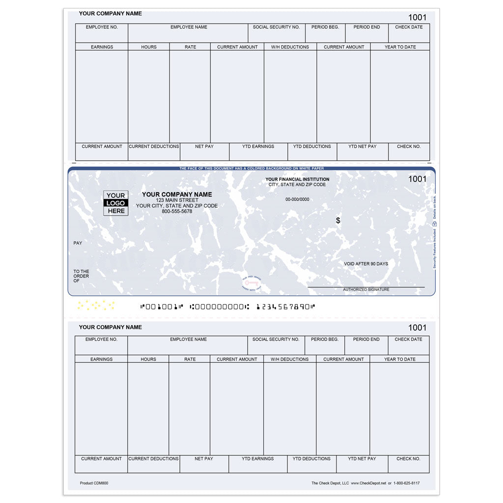 Sage One-Write Plus Modern Payroll Checks, Middle Format - Check Depot