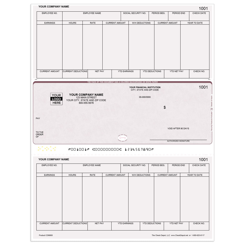 Sage One-Write Plus Modern Payroll Checks, Middle Format - Check Depot