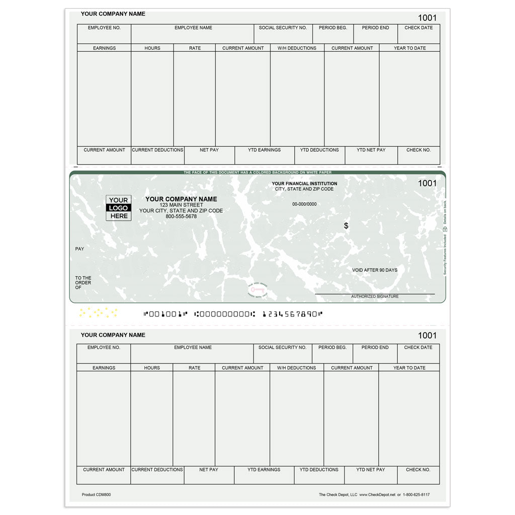 Sage One-Write Plus Modern Payroll Checks, Middle Format - Check Depot