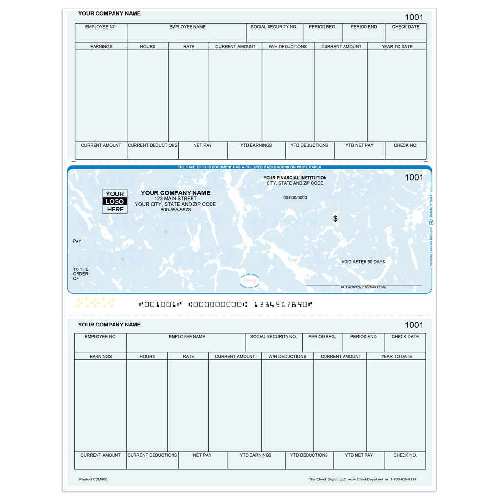 Sage One-Write Plus Modern Payroll Checks, Middle Format - Check Depot