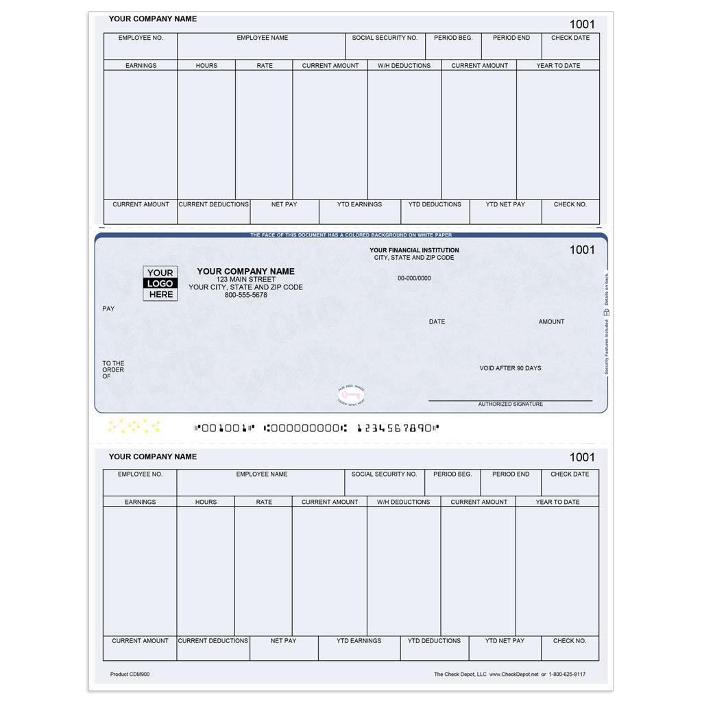 Sage One-Write Plus Compatible Payroll Checks, Middle Format - Check Depot