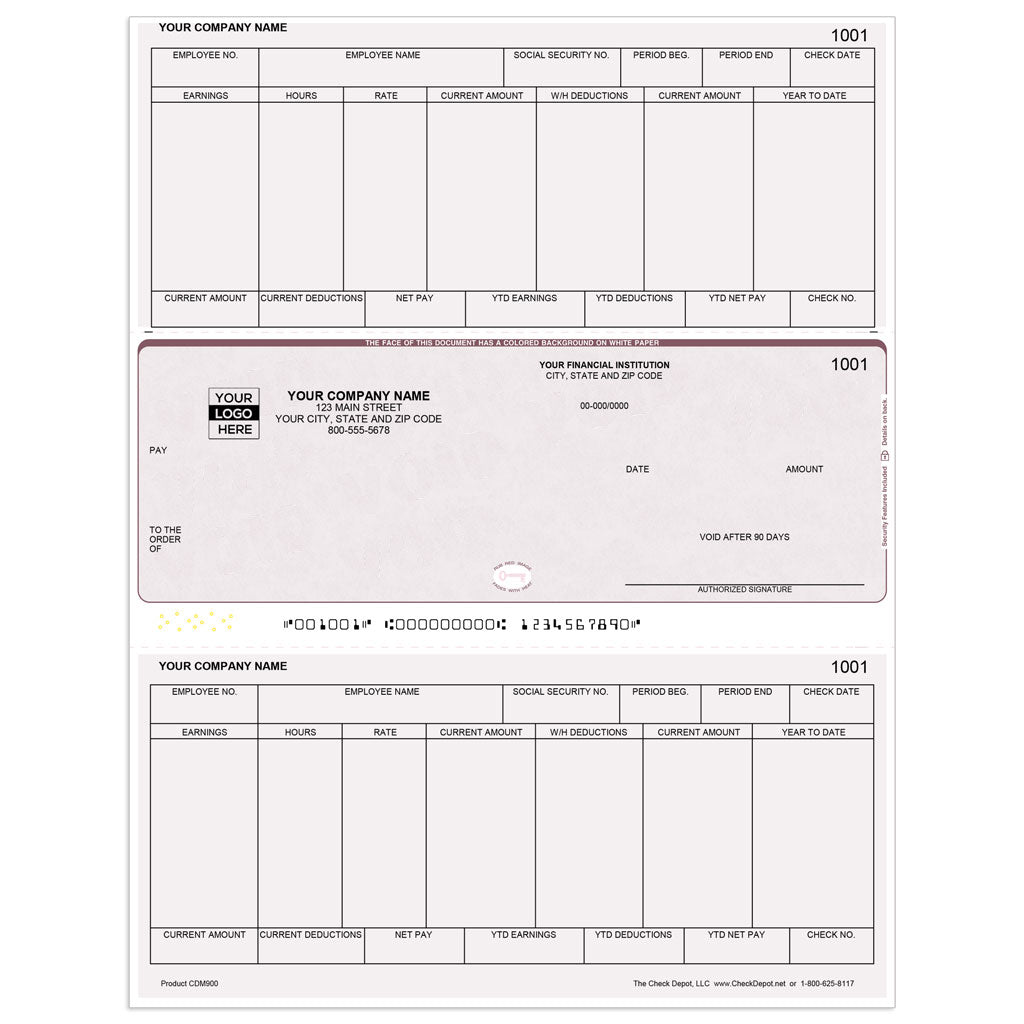 Sage One-Write Plus Compatible Payroll Checks, Middle Format - Check Depot