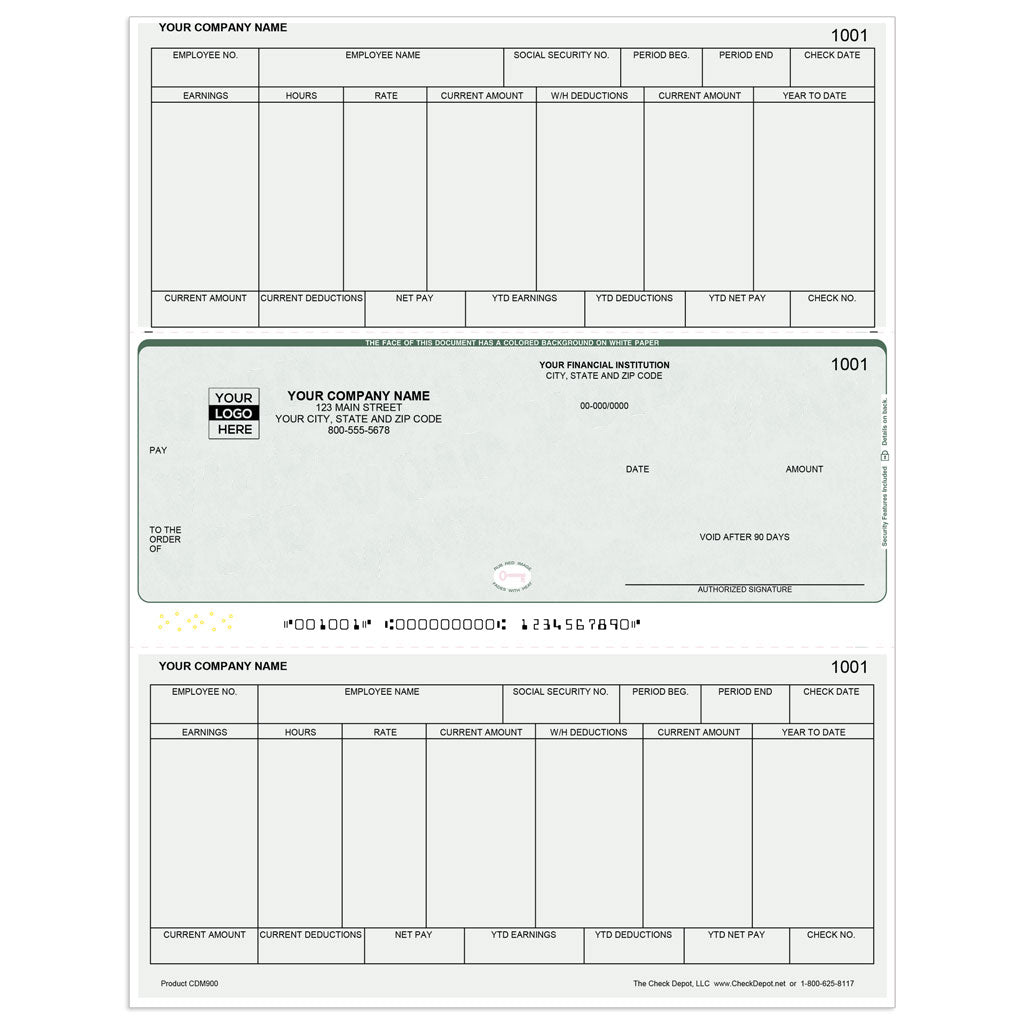 Sage One-Write Plus Compatible Payroll Checks, Middle Format - Check Depot
