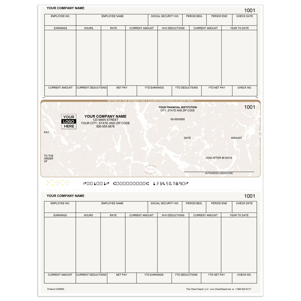 Sage One-Write Plus Compatible Payroll Checks, Middle Format - Check Depot