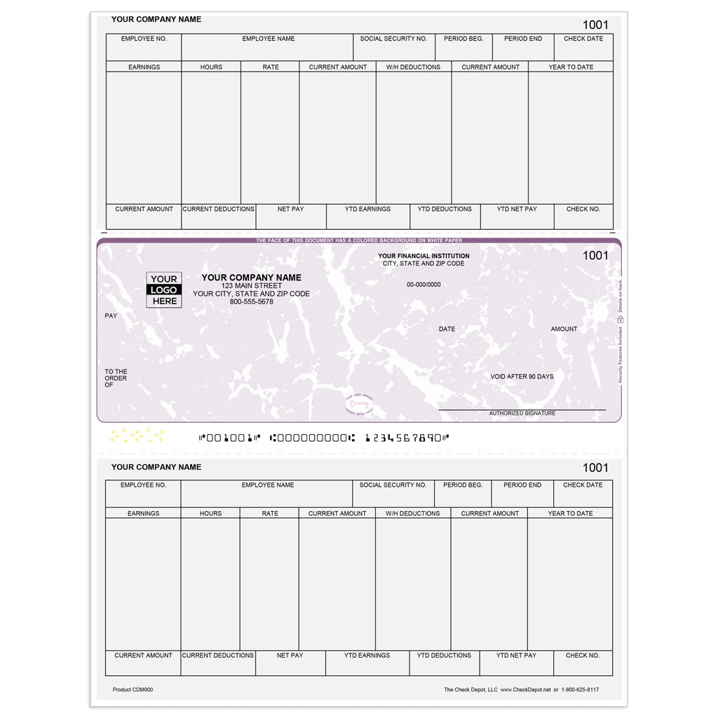 Sage One-Write Plus Compatible Payroll Checks, Middle Format - Check Depot