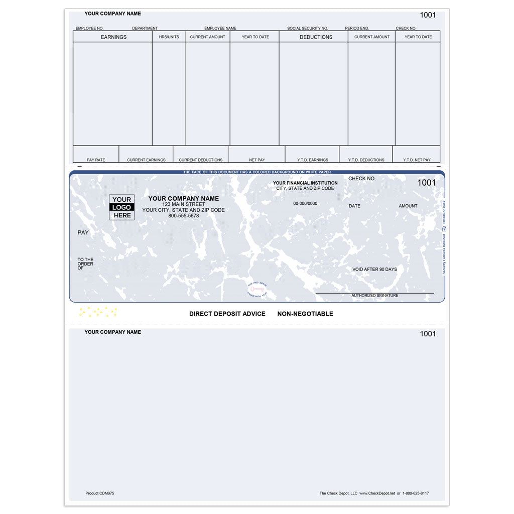 Sage Abra Suite Direct Deposit Slips, Middle Format - Check Depot