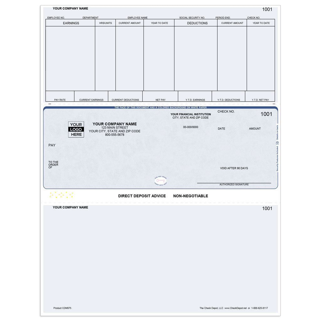 Sage Abra Suite Direct Deposit Slips, Middle Format - Check Depot