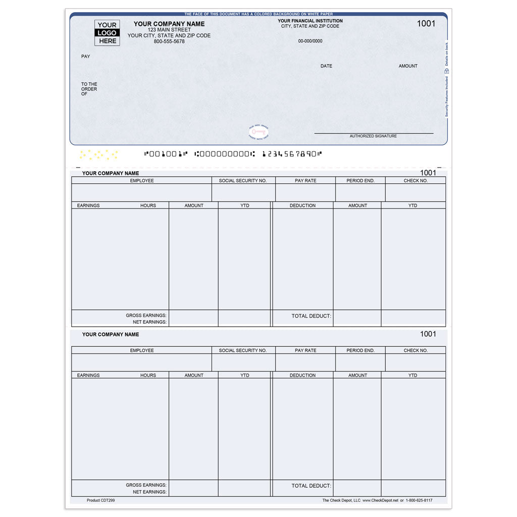 Sage 100 (MAS 90/200) Payroll Checks, Top Format - Check Depot