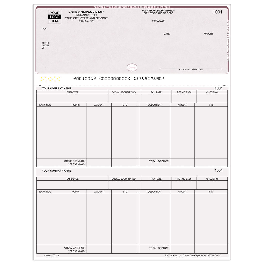 Sage 100 (MAS 90/200) Payroll Checks, Top Format - Check Depot