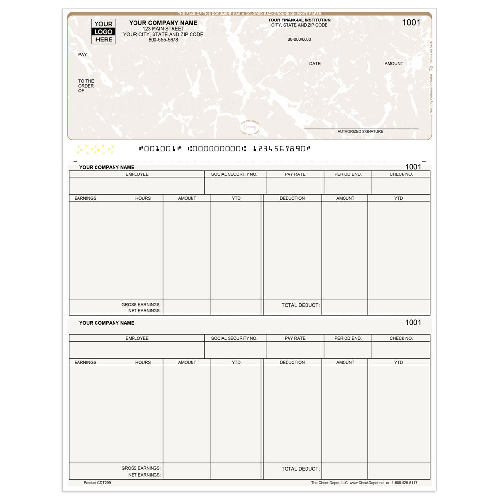 Sage 100 (MAS 90/200) Payroll Checks, Top Format - Check Depot