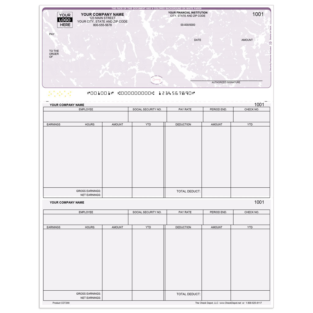 Sage 100 (MAS 90/200) Payroll Checks, Top Format - Check Depot