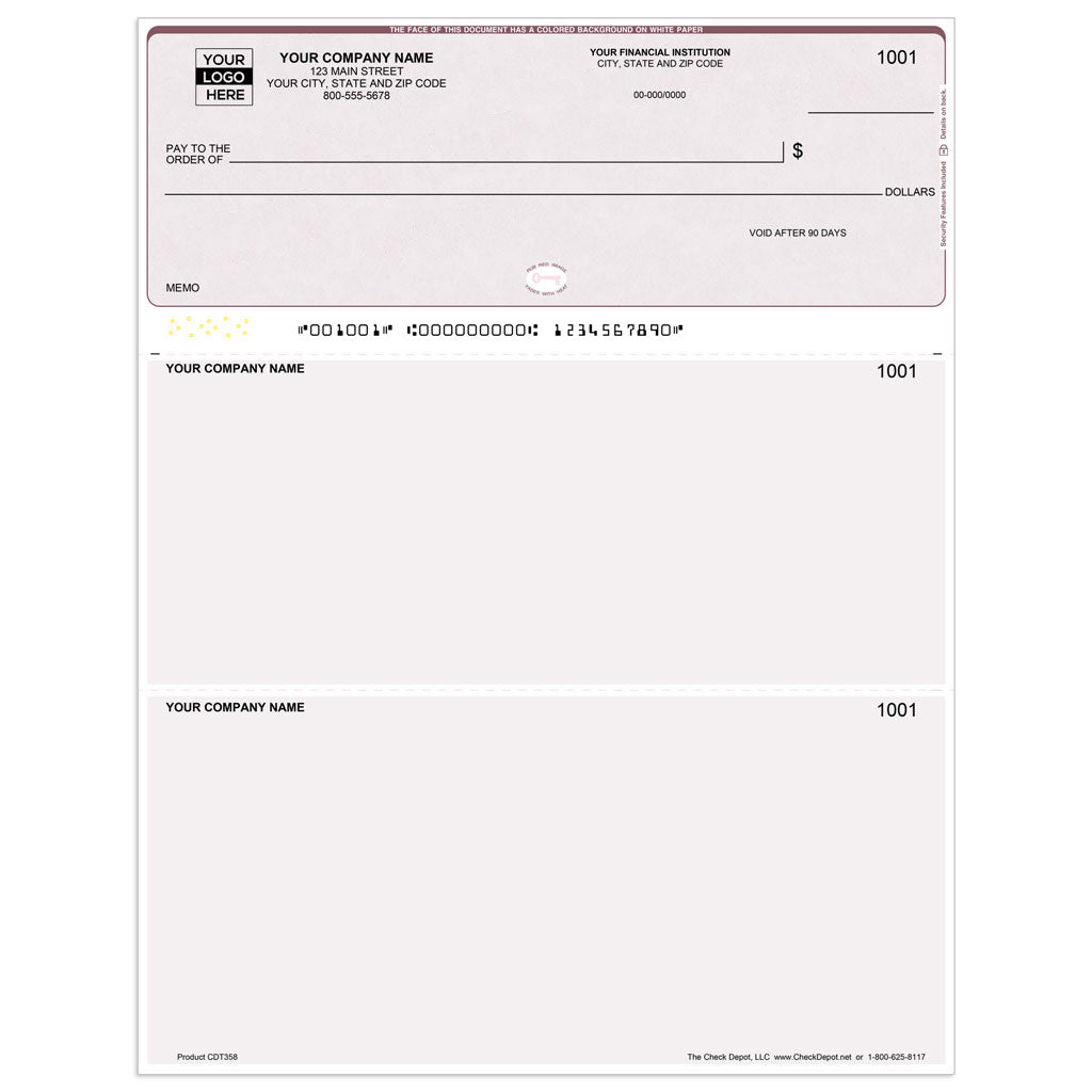 Sage Intacct Multi-Purpose Checks, Top Format (No Signature Line) - Check Depot