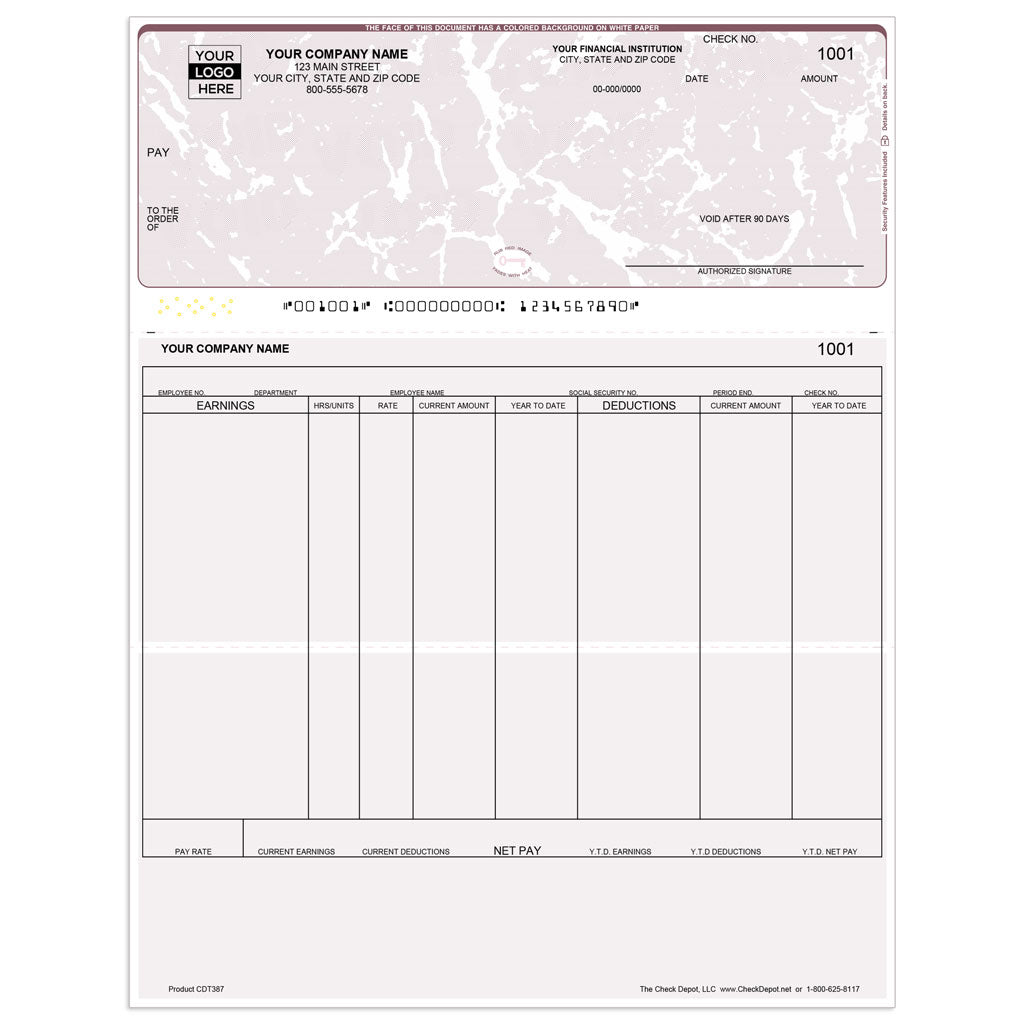 Sage Abra Suite Payroll Checks, Top Format - Check Depot