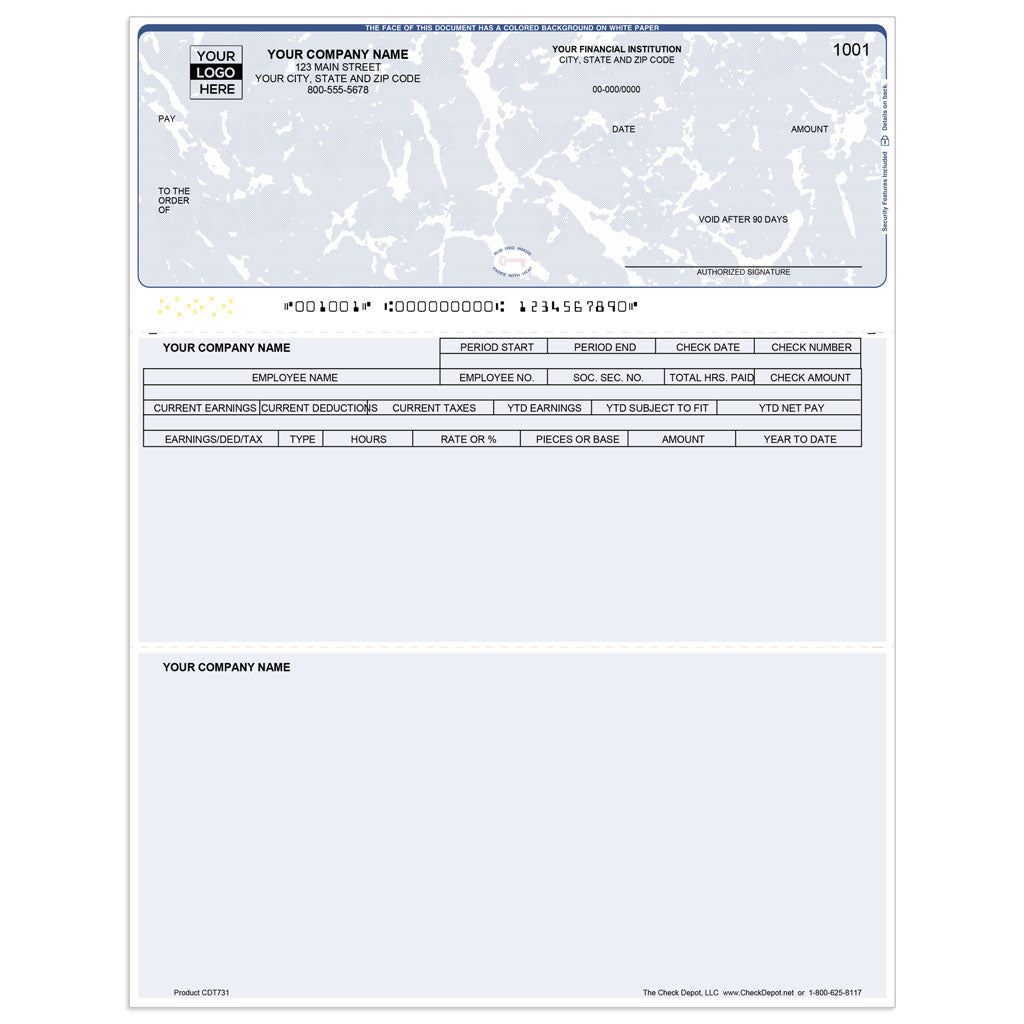 Sage HRMS SQL Payroll Checks, Top Format - Check Depot