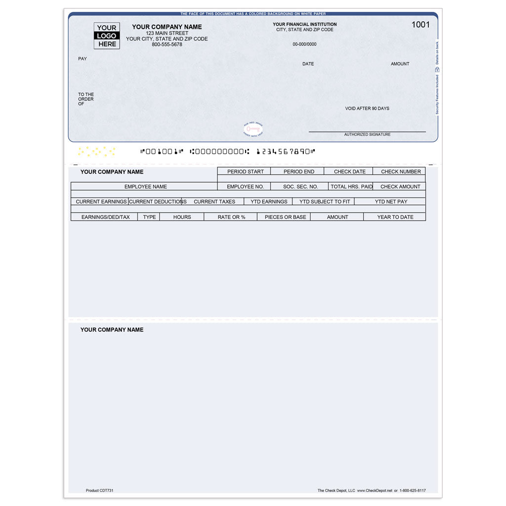 Sage HRMS SQL Payroll Checks, Top Format - Check Depot
