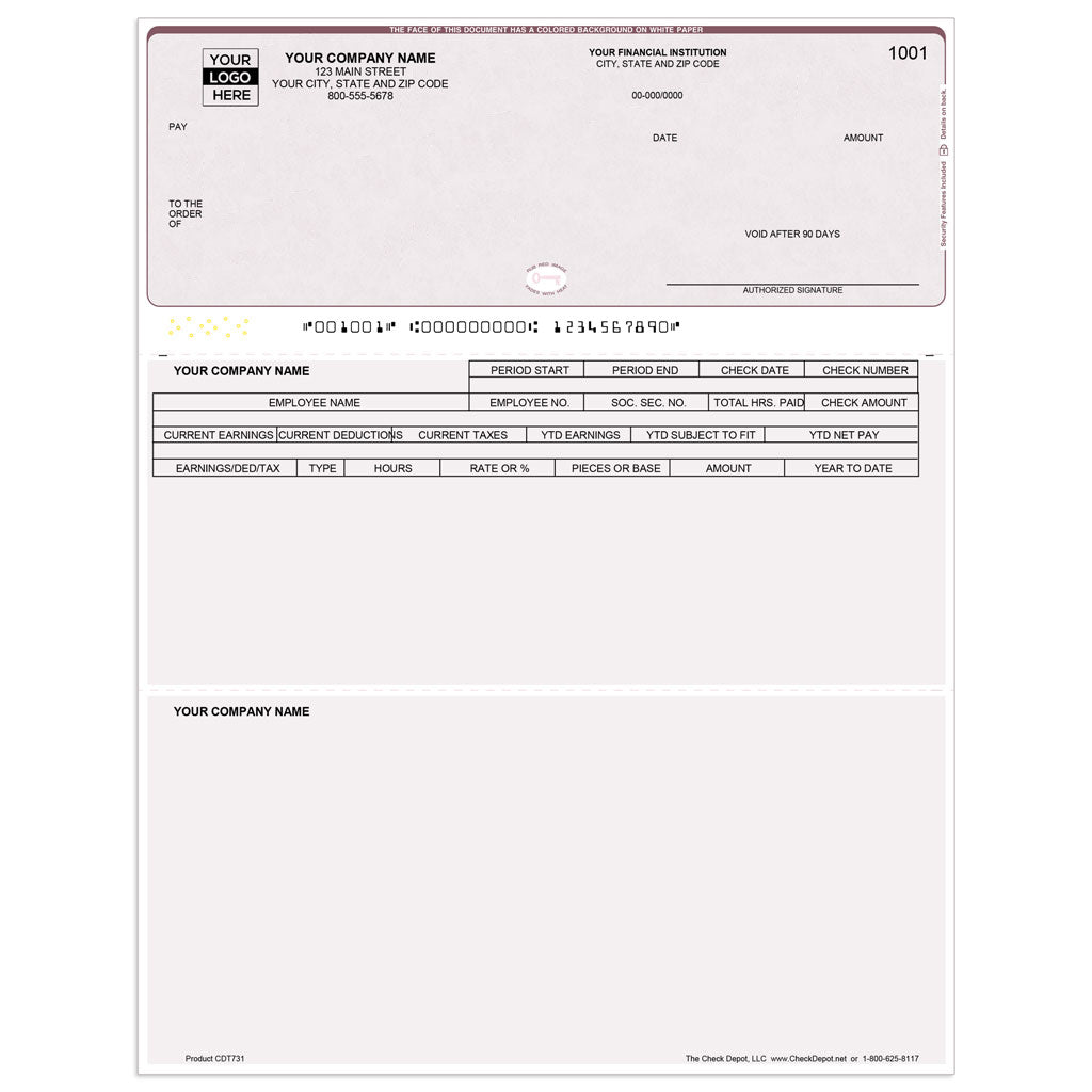 Sage HRMS SQL Payroll Checks, Top Format - Check Depot