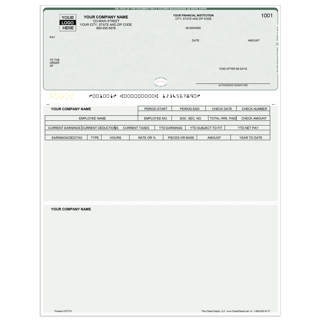 Sage HRMS SQL Payroll Checks, Top Format - Check Depot