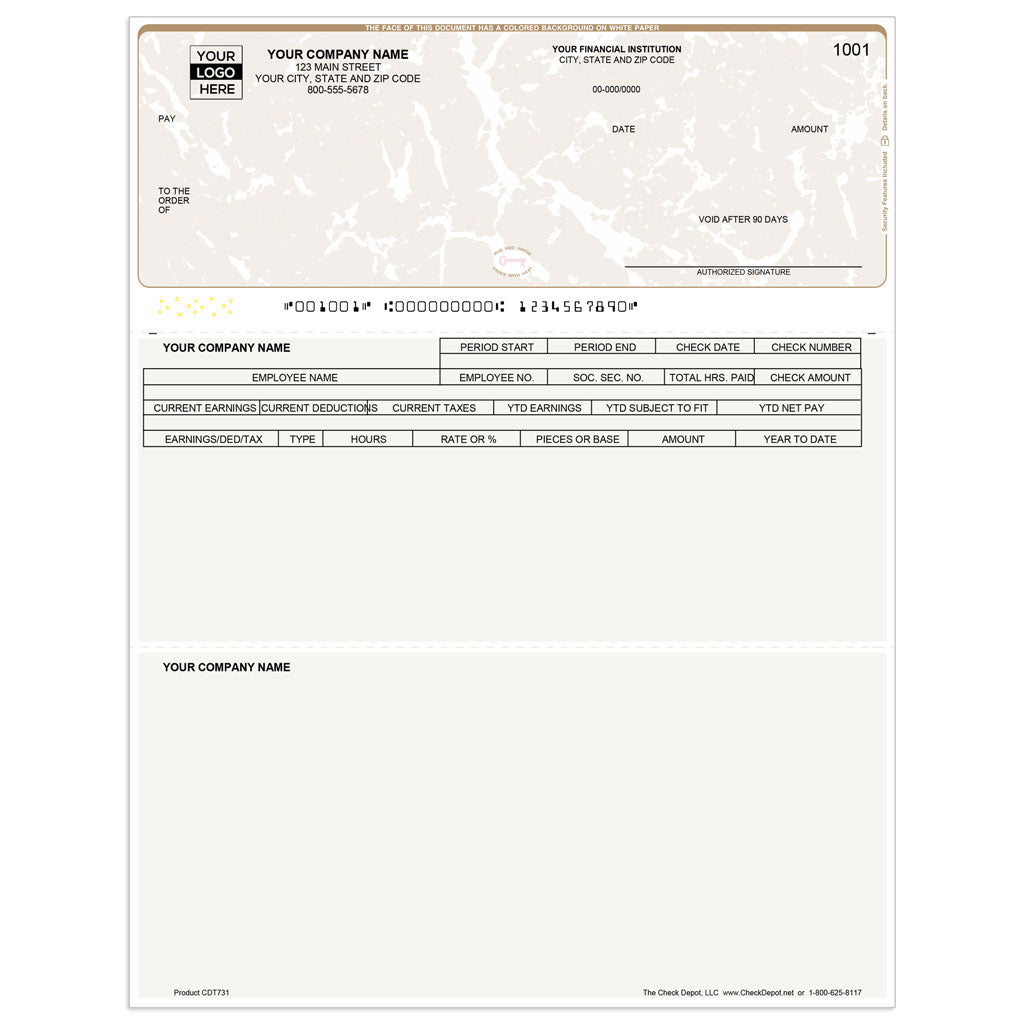 Sage HRMS SQL Payroll Checks, Top Format - Check Depot