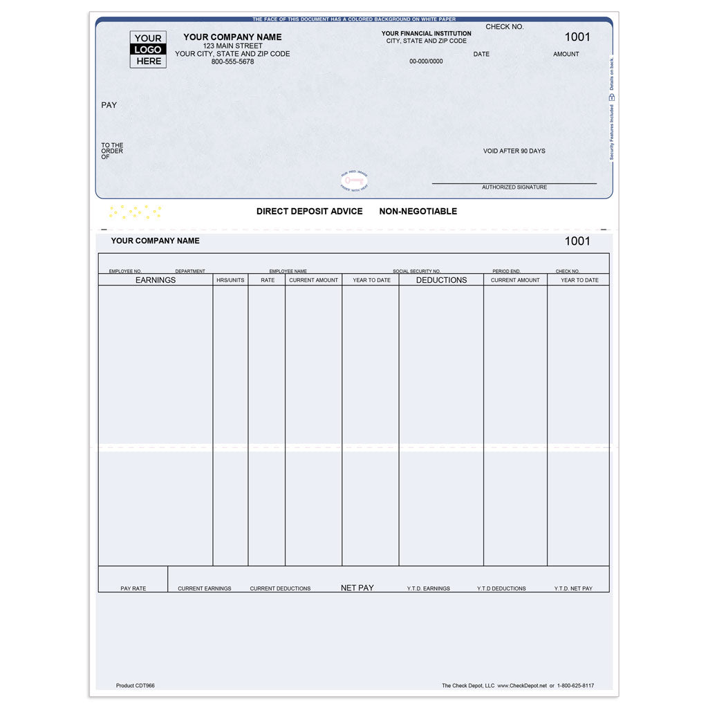 Sage Abra Suite Direct Deposit Slips, Top Format - Check Depot