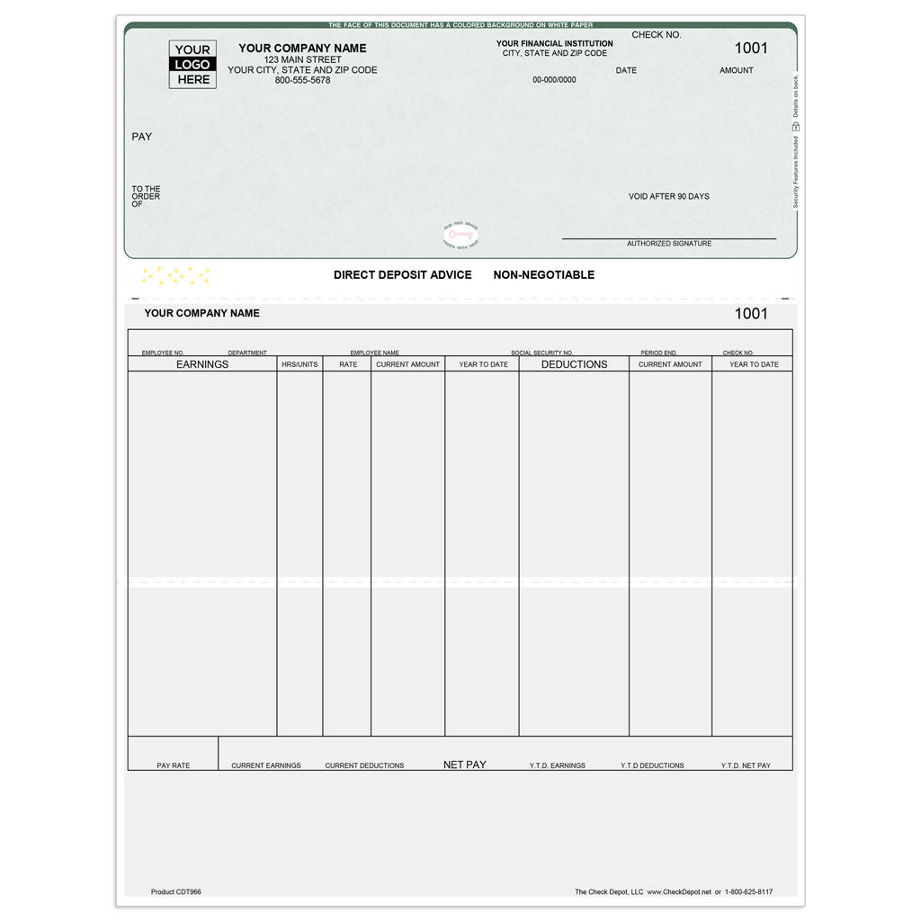 Sage Abra Suite Direct Deposit Slips, Top Format - Check Depot