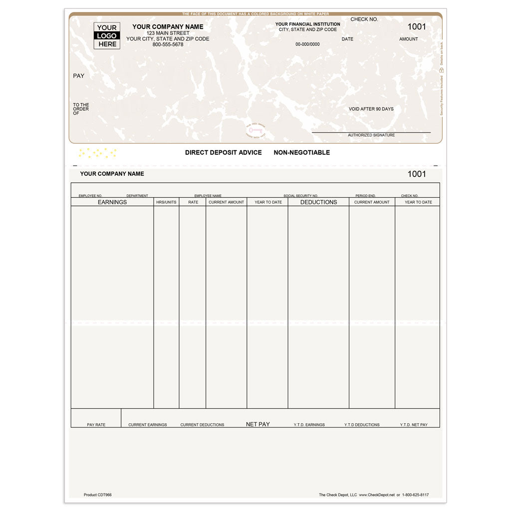 Sage Abra Suite Direct Deposit Slips, Top Format - Check Depot
