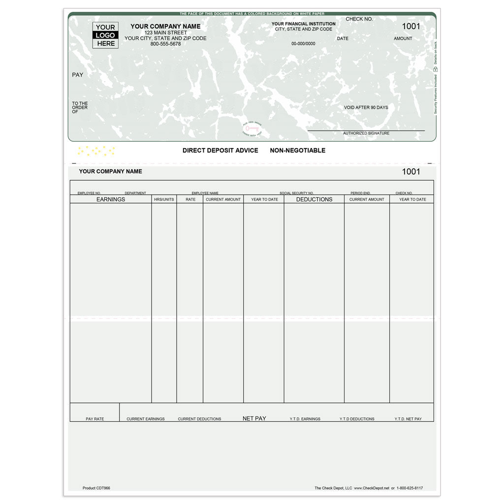 Sage Abra Suite Direct Deposit Slips, Top Format - Check Depot