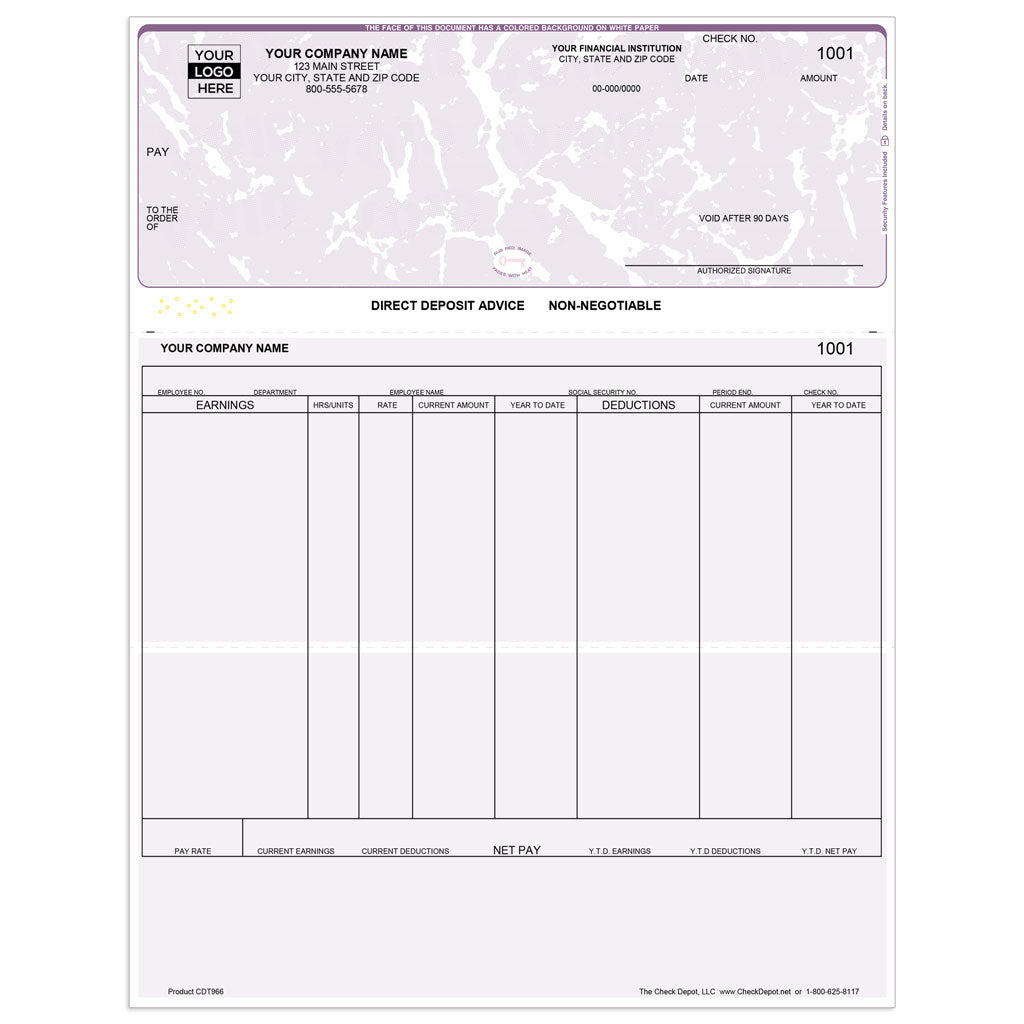 Sage Abra Suite Direct Deposit Slips, Top Format - Check Depot