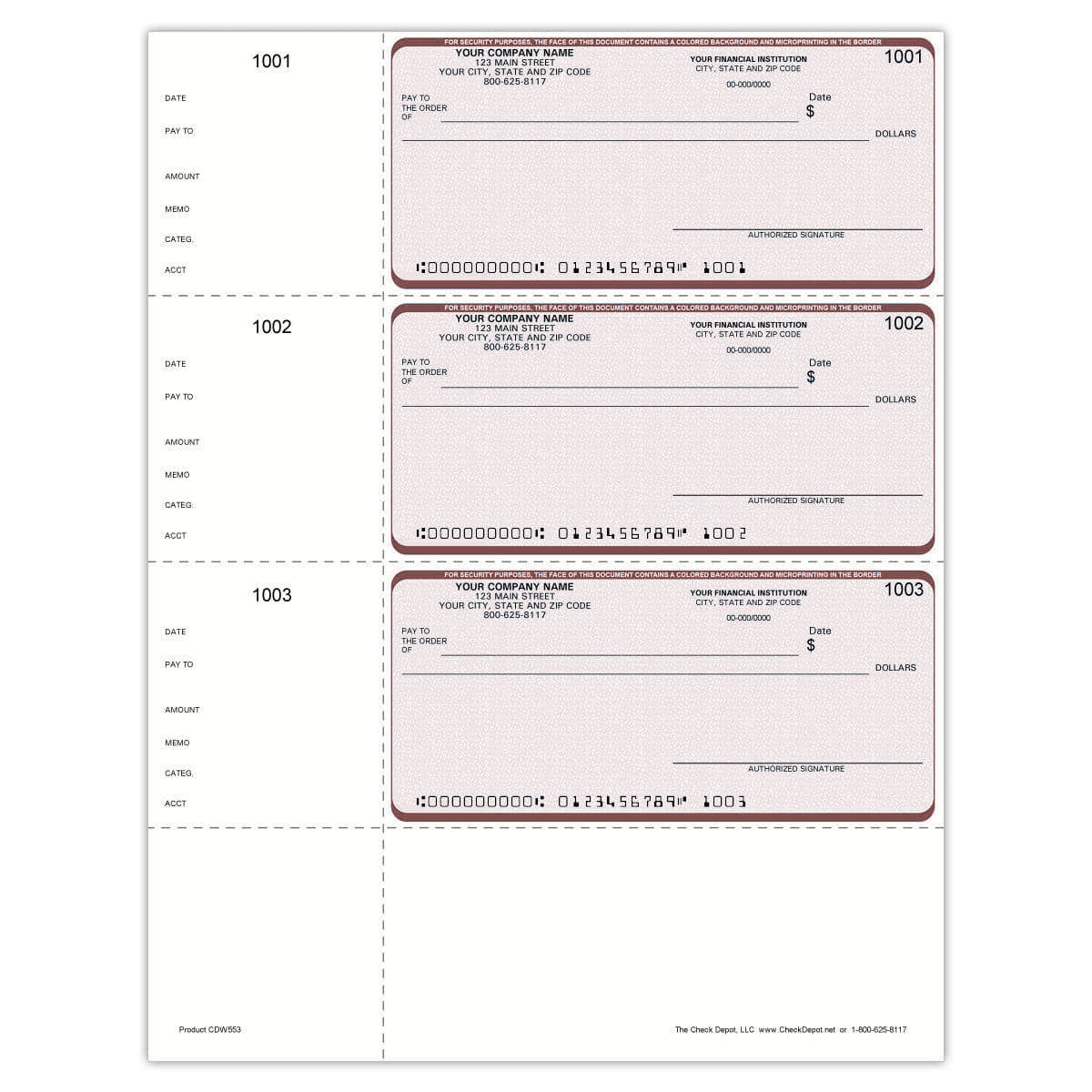 Quicken Wallet Checks with Lines - Check Depot