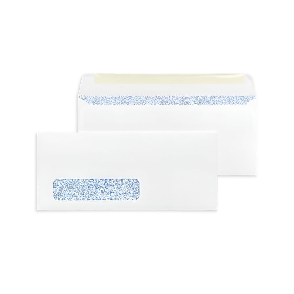 White envelopes with a window on a white background