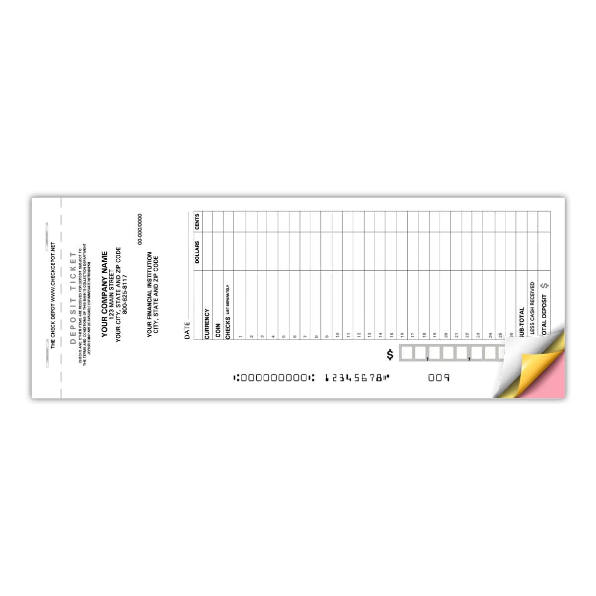 Checkout Slips Booked Deposit Tickets - Maximum Entry Format - Check Depot