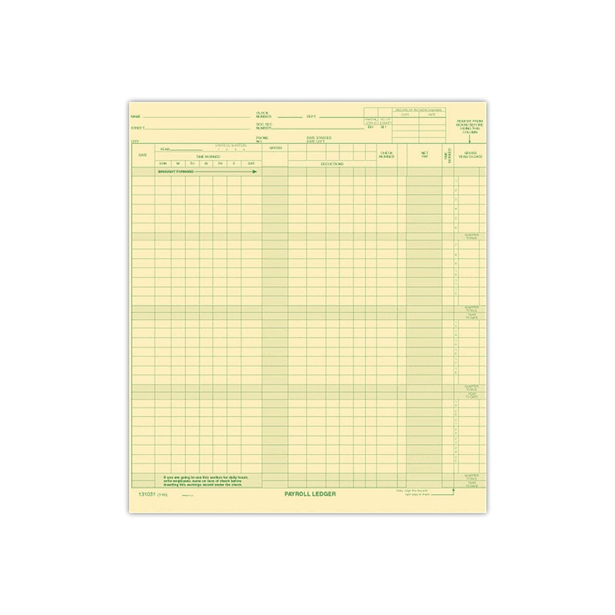 One Write System Check Example One-Write Payroll Ledger Cards - Check Depot