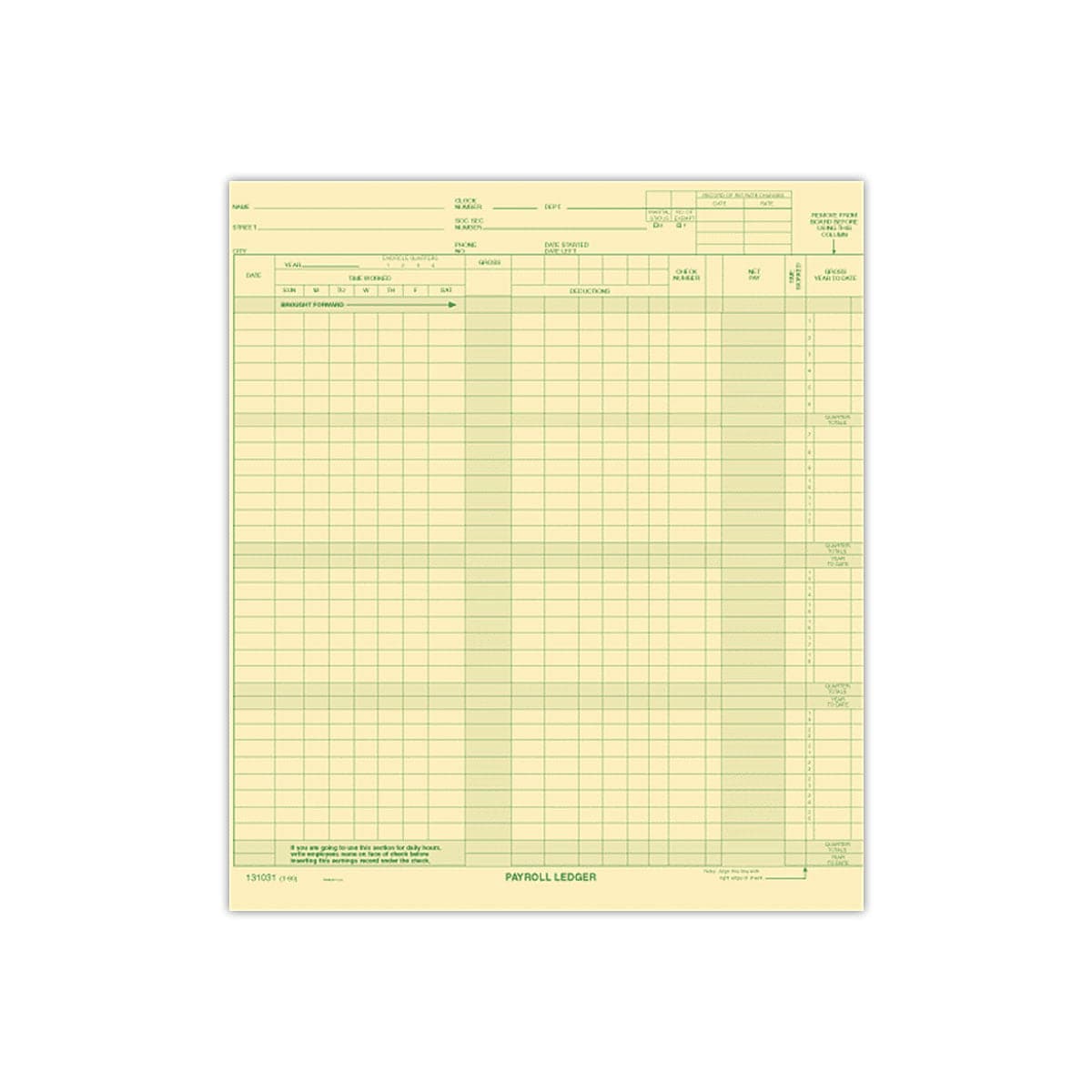 One-Write Payroll Ledger Cards - Check Depot