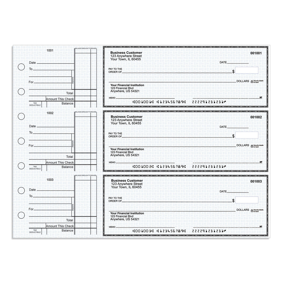 3-Per-Page Manual Business Checks, Binder Format - Check Depot