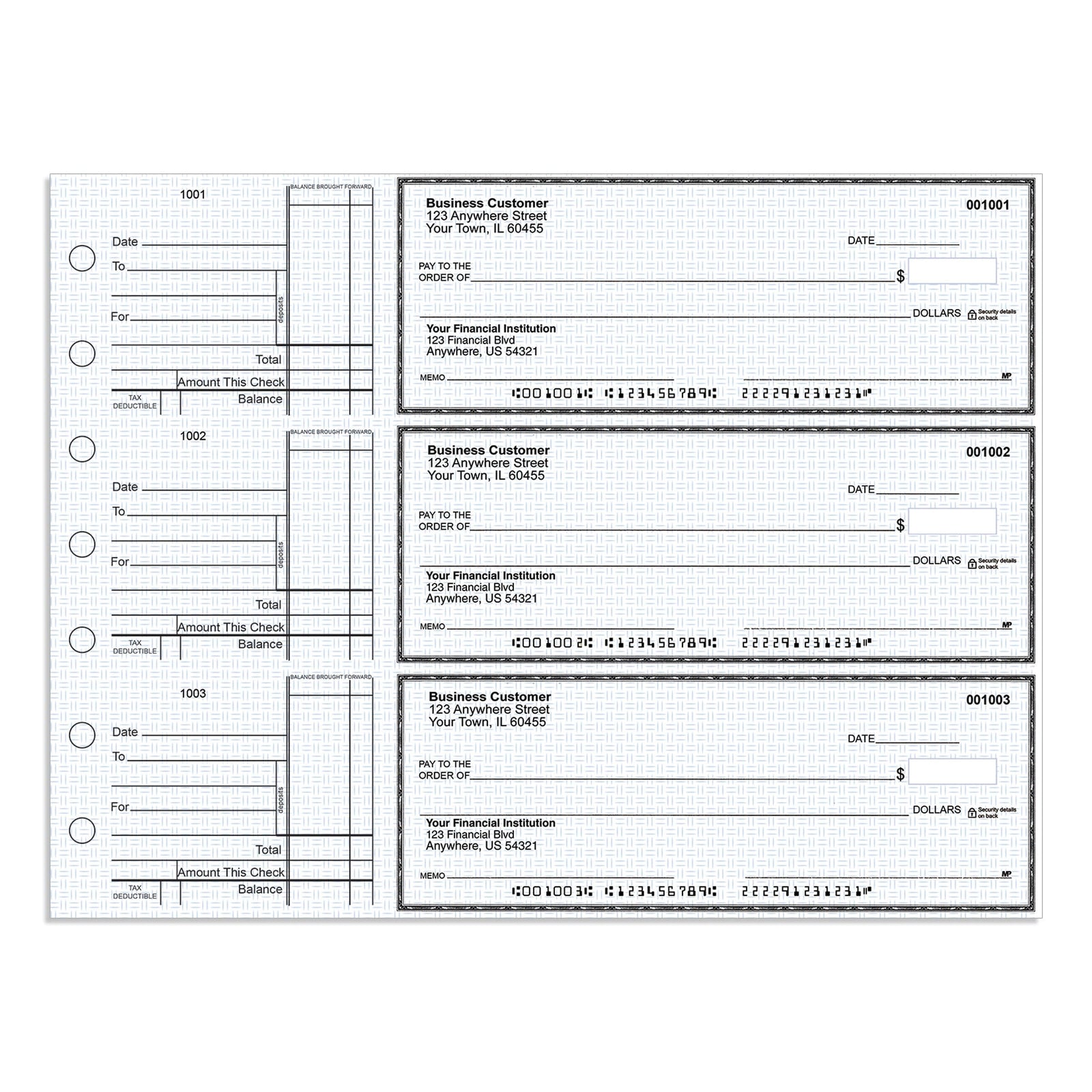 3-Per-Page Manual Business Checks, Binder Format - Check Depot