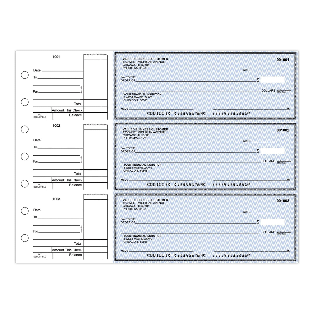 3-Per-Page Manual Business Checks, Binder Format - Check Depot