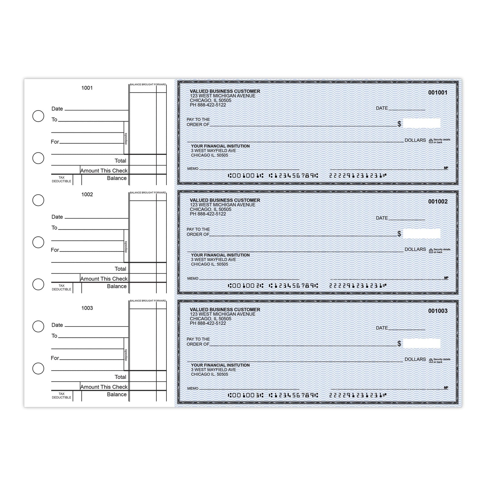 3-Per-Page Manual Business Checks, Binder Format - Check Depot