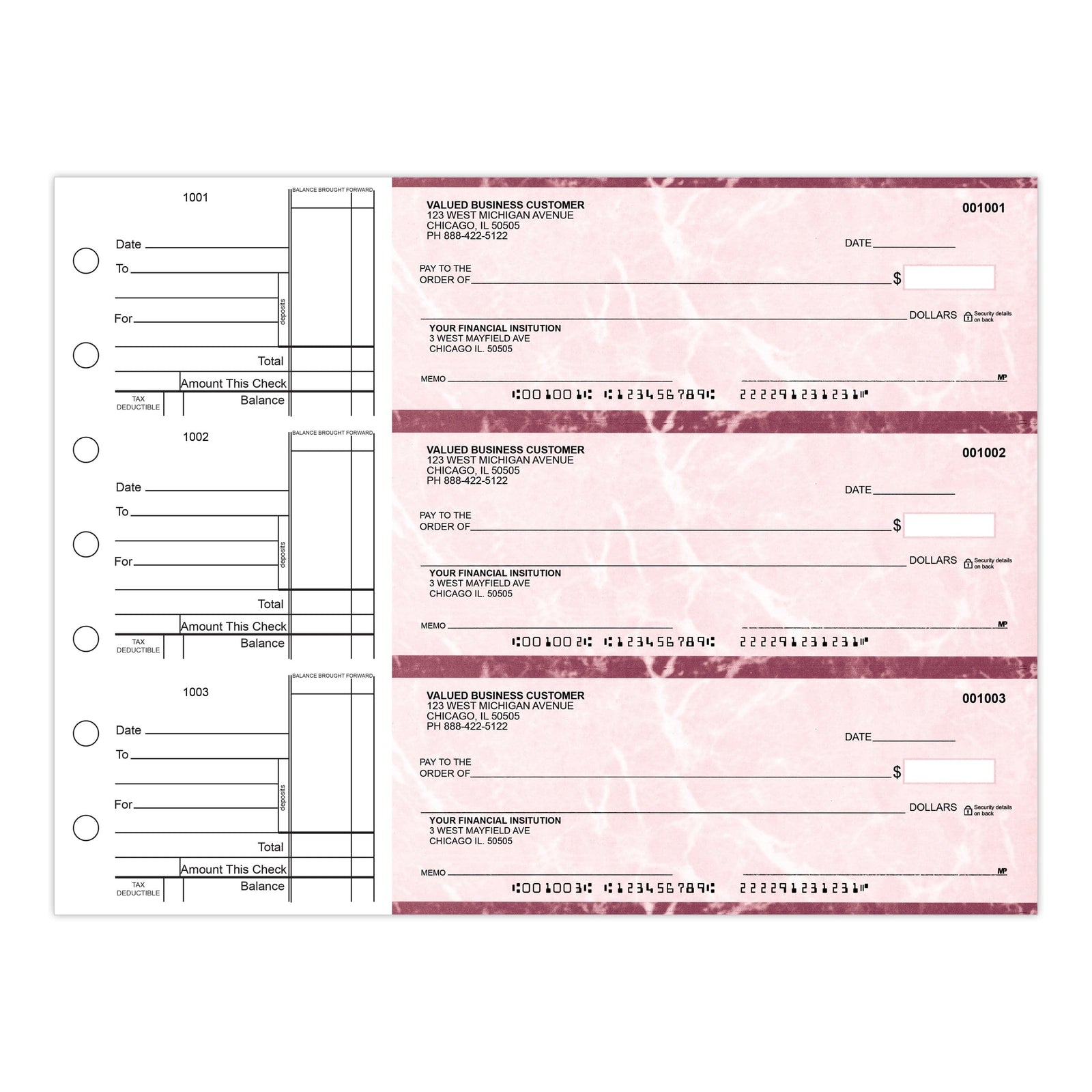 3-Per-Page Manual Business Checks, Binder Format - Check Depot