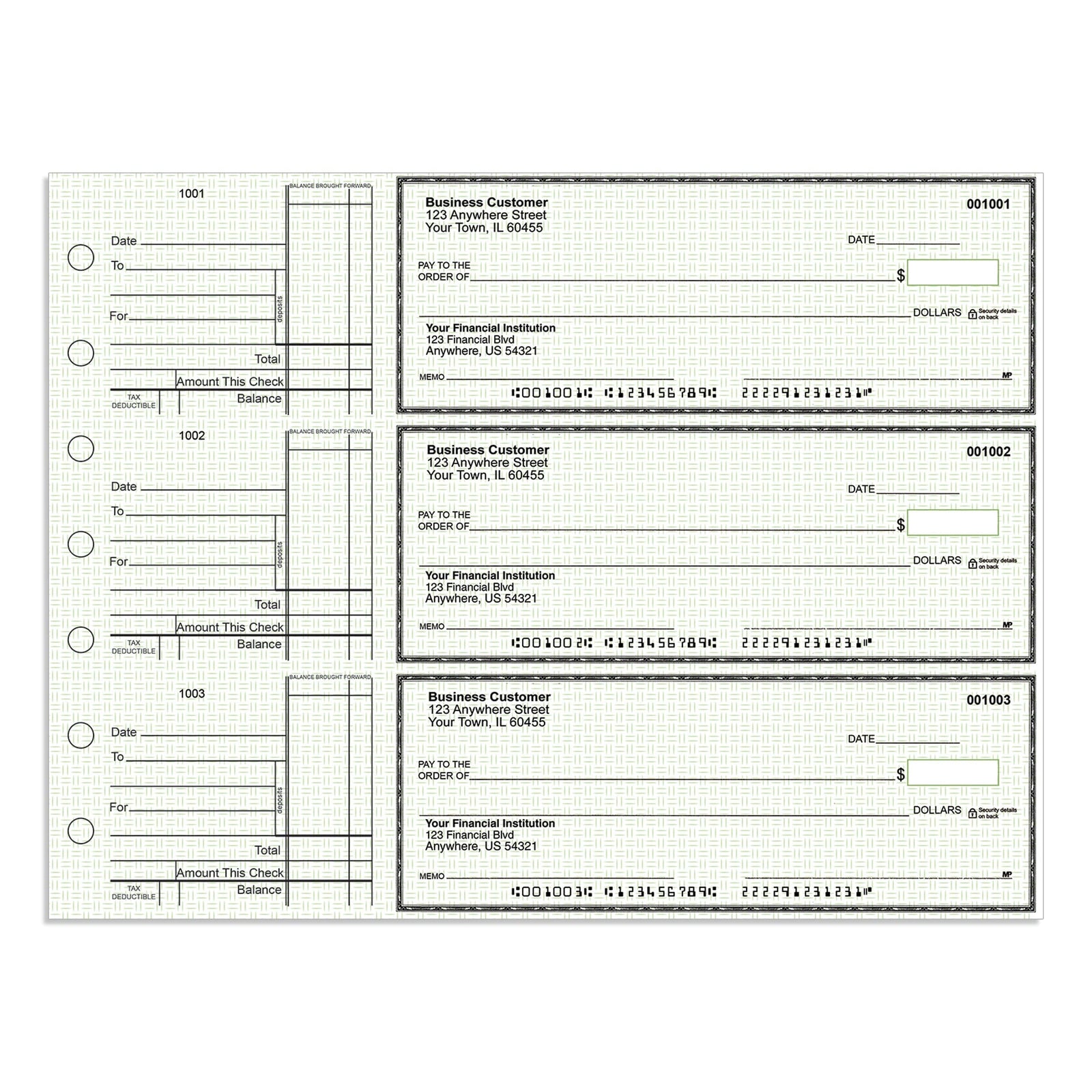 3-Per-Page Manual Business Checks, Binder Format - Check Depot
