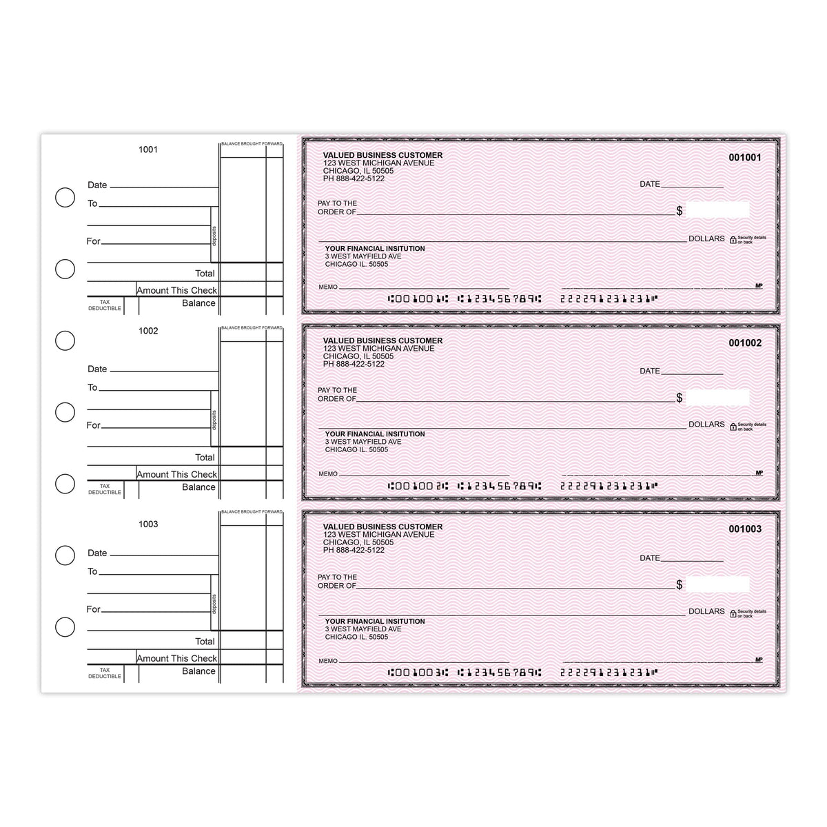 3-Per-Page Manual Business Checks, Binder Format - Check Depot