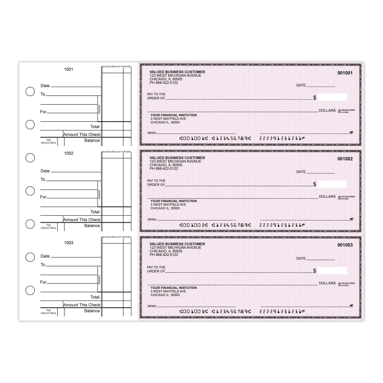 3-Per-Page Manual Business Checks, Binder Format - Check Depot