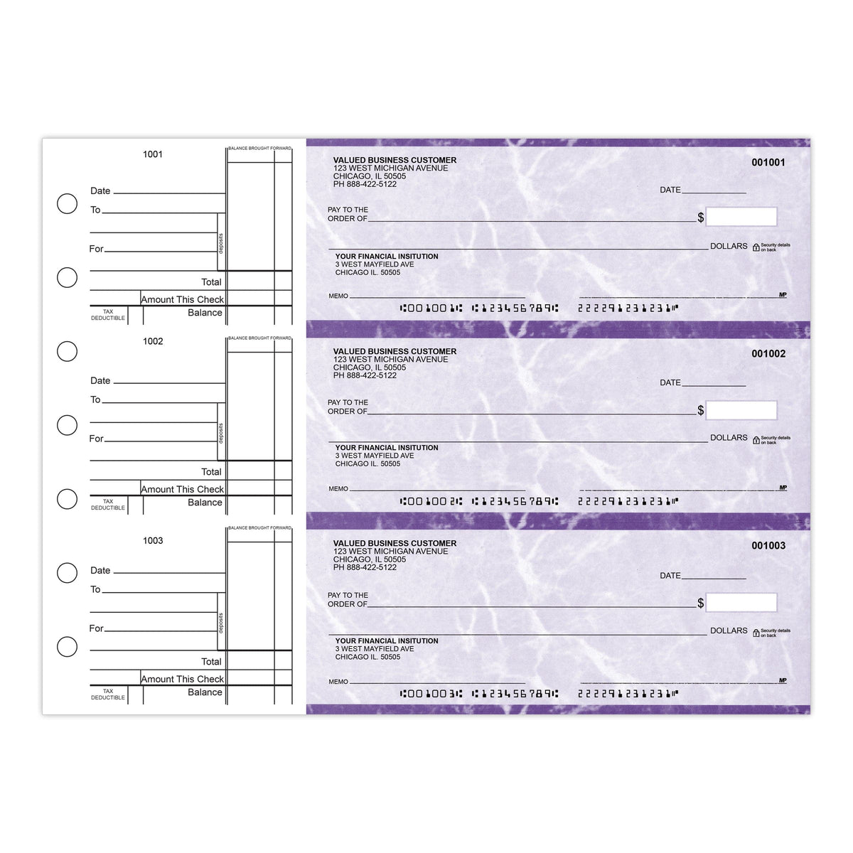 3-Per-Page Manual Business Checks, Binder Format - Check Depot