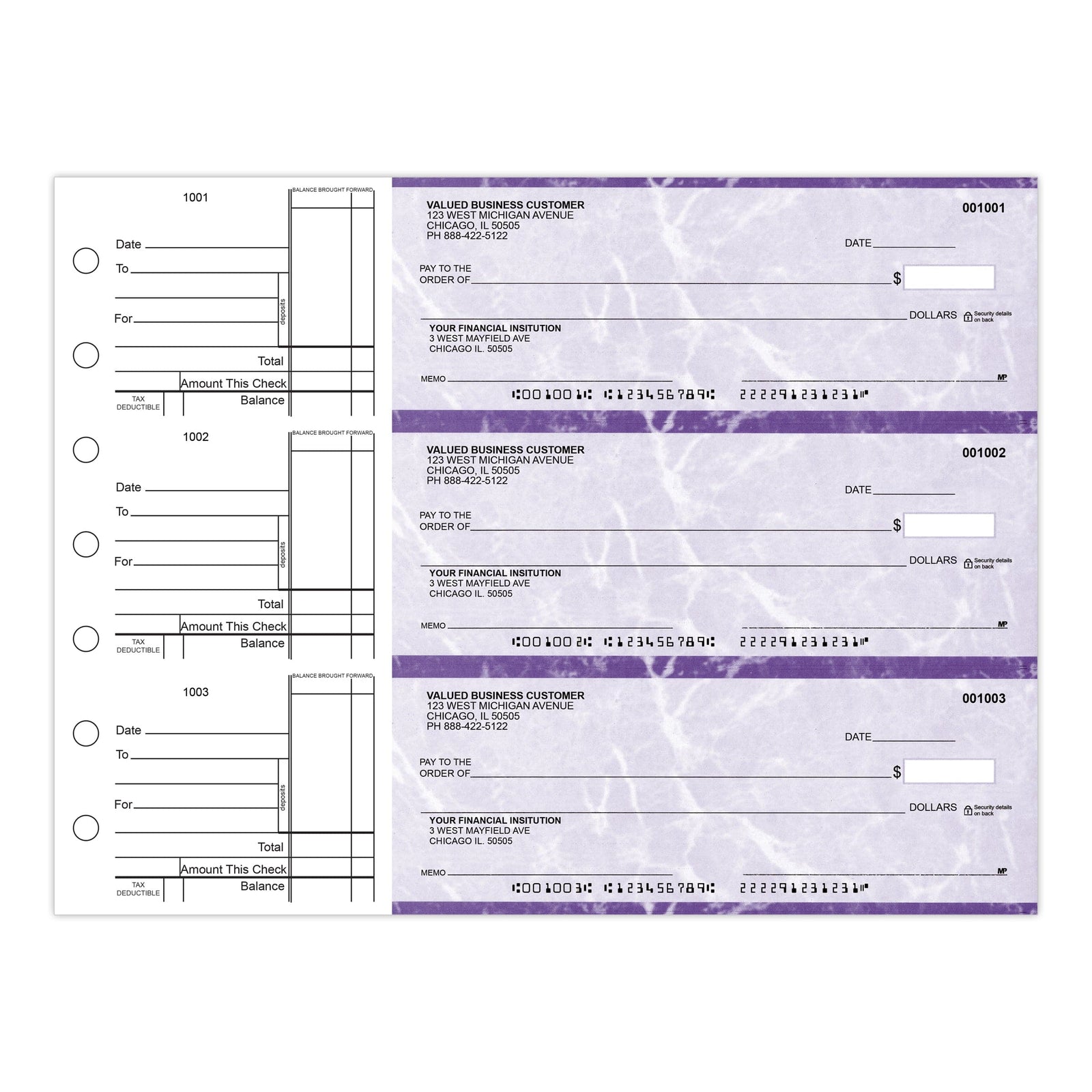 3-Per-Page Manual Business Checks, Binder Format - Check Depot