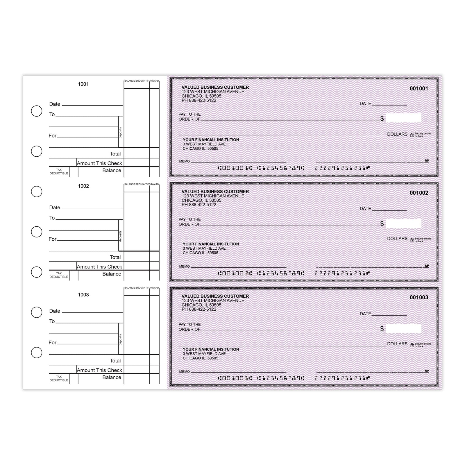 3-Per-Page Manual Business Checks, Binder Format - Check Depot