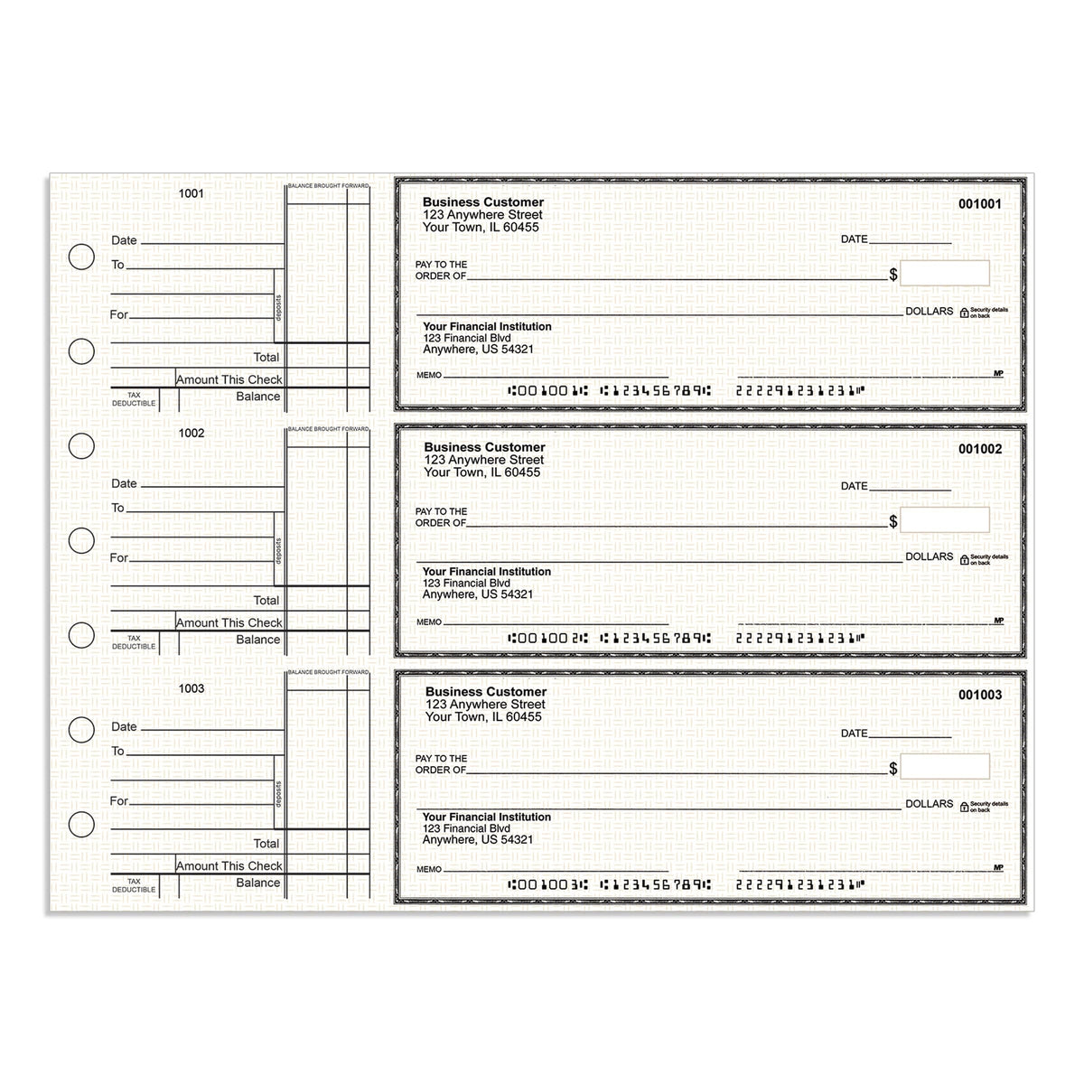 3-Per-Page Manual Business Checks, Binder Format - Check Depot