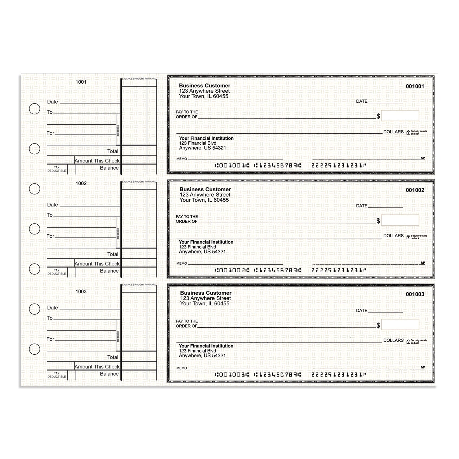 3-Per-Page Manual Business Checks, Binder Format - Check Depot