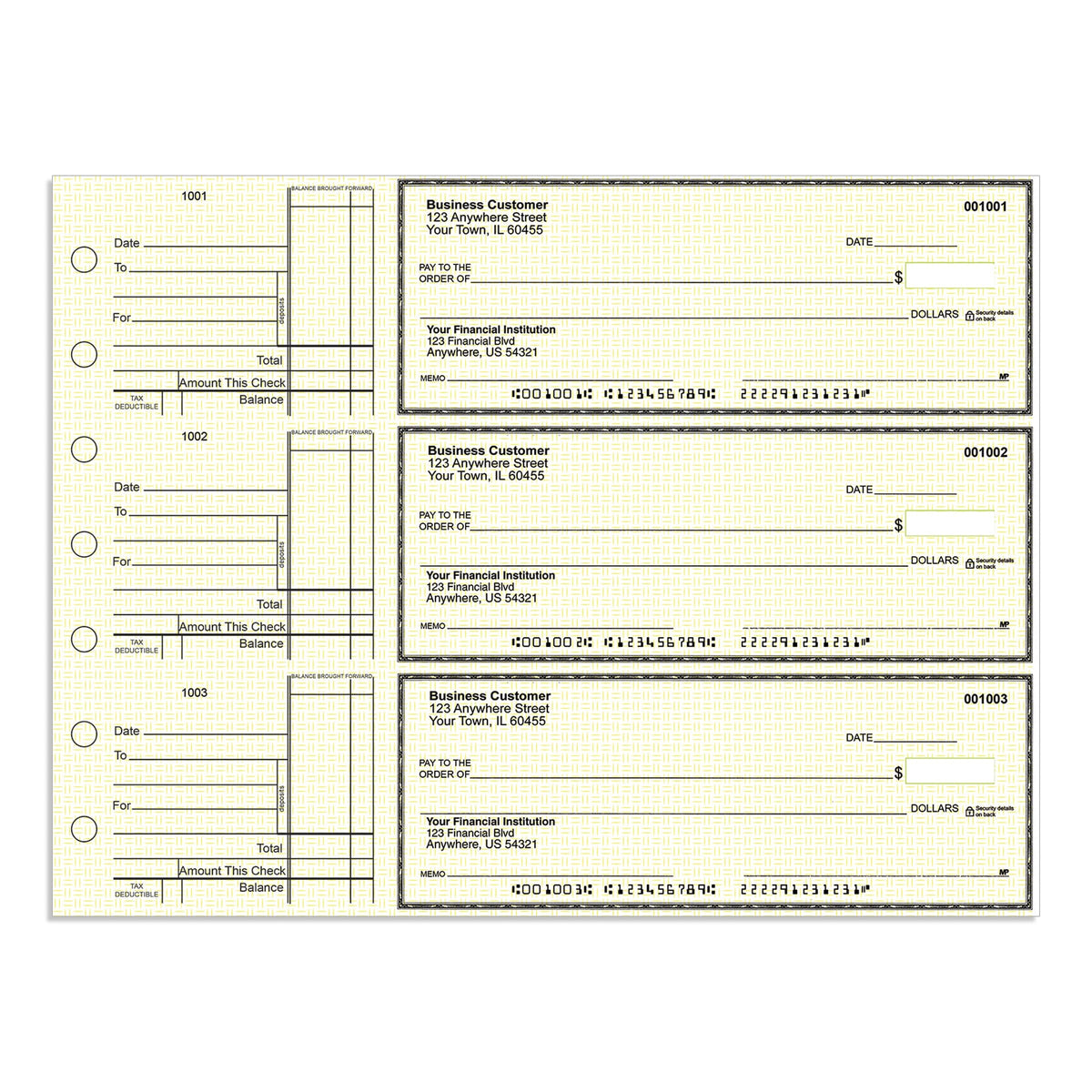 3-Per-Page Manual Business Checks, Binder Format - Check Depot